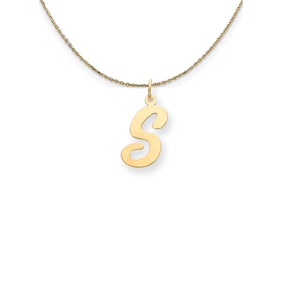 Black Bow Jewelry Co. Jewelry - 14k Yellow Gold Medium Script Initial S Necklace - 24 Inch